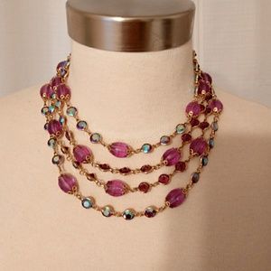Amazing true vintage 4-strand purple aurora beads